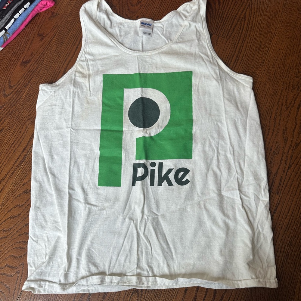 Vintage Pike Graphic Tank Top - White with Green Logo